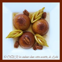 Dômes de baba au Rhum ambré aux 4 épices, pomme Canada et noix de Pécan